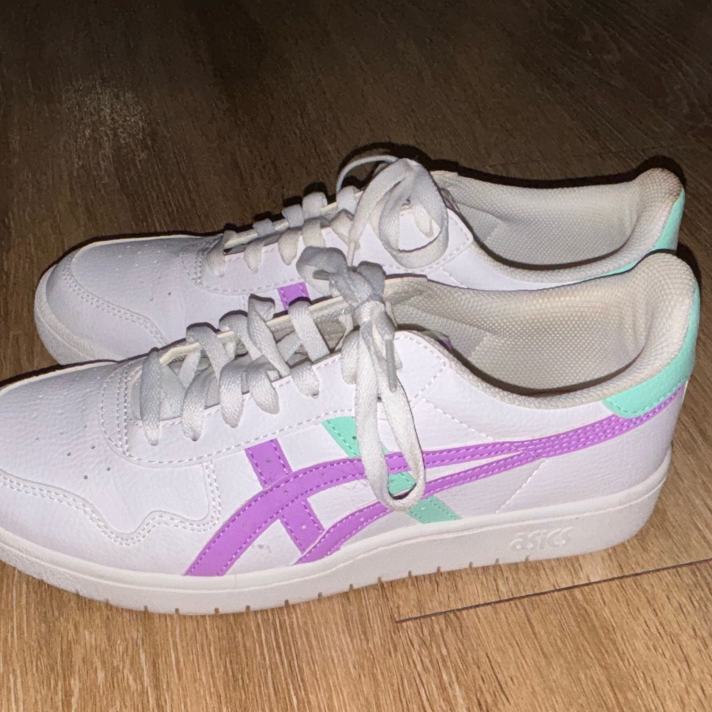 ASICS Japan S White Purple Green Sneakers Womens Size 10 Casual Shoes b56